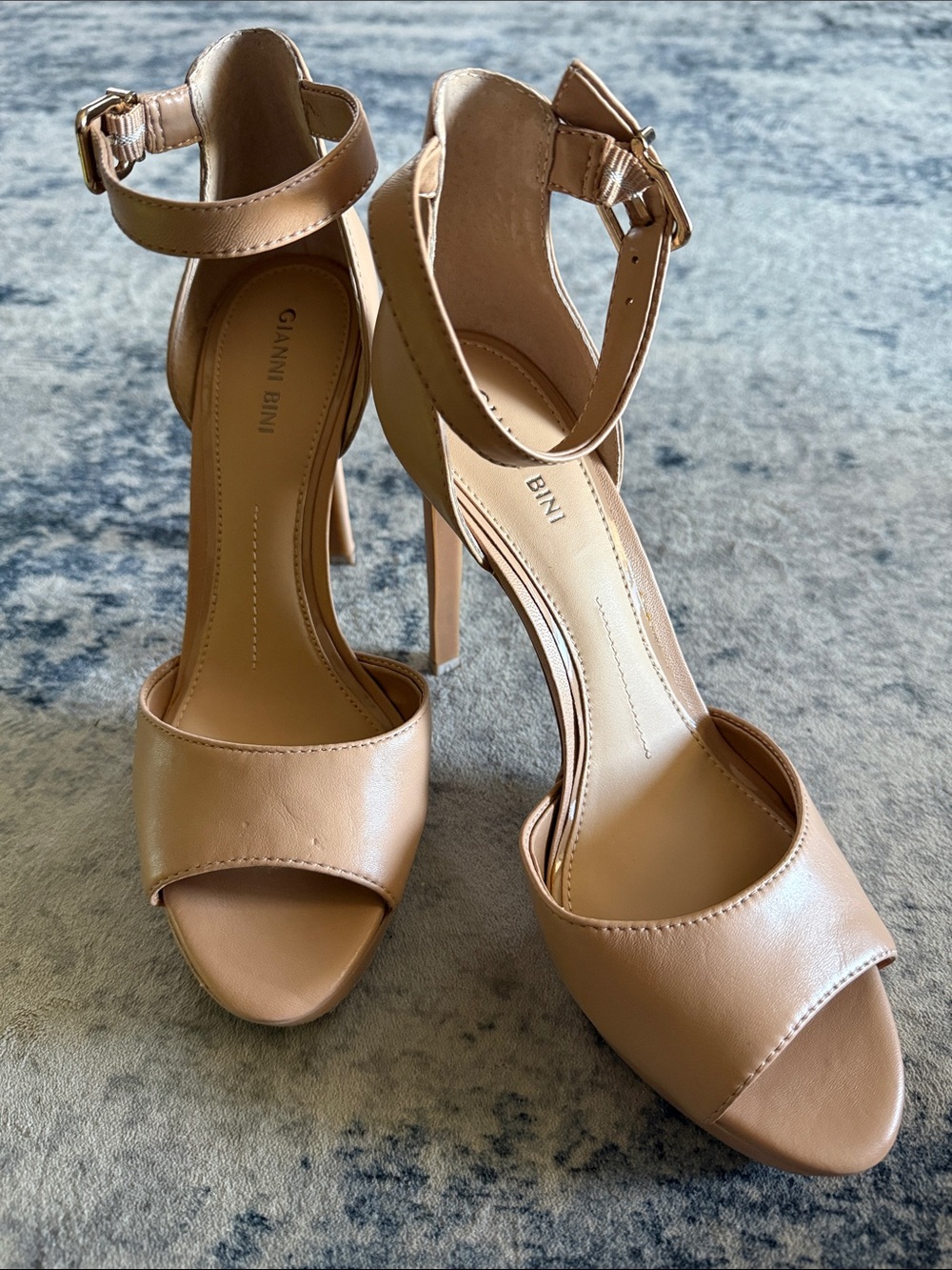 Gianni Bini Beige/Tan Ankle-Strap High Heel Sandals